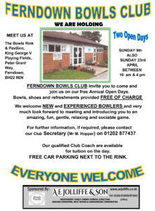 Ferndown Bowls Clubs sponsored by A E Jolliffe & Son