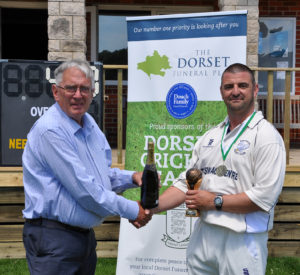 Swanage Cricket Club picking up the Dorset Funeral Plan Team of the month for May 2017