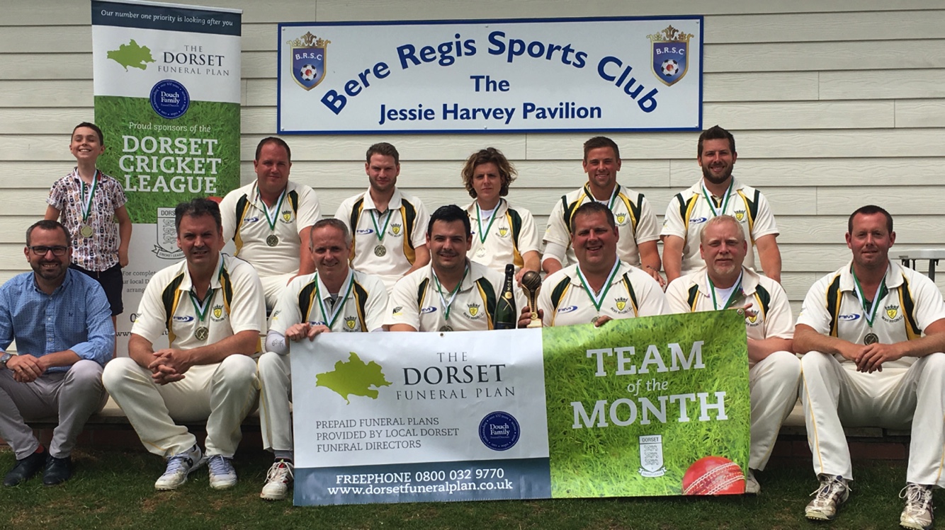 Shane Watson from the Dorset Funeral Plan (left) with Bere Regis CC