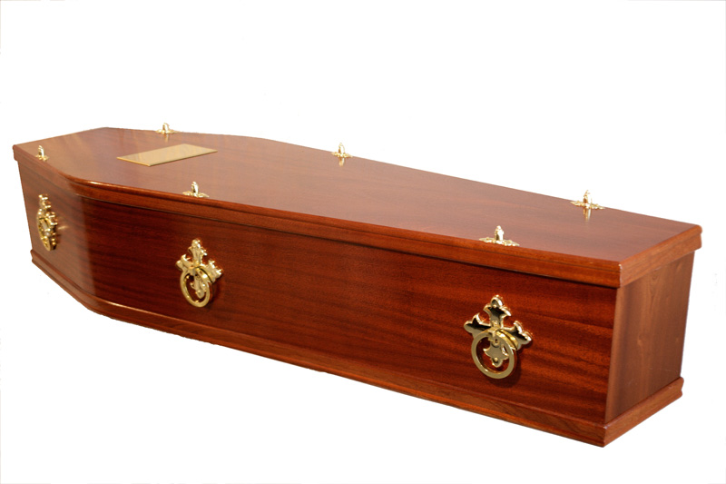 Veneered Mahogany Coffin FC Douch Funeral Directors