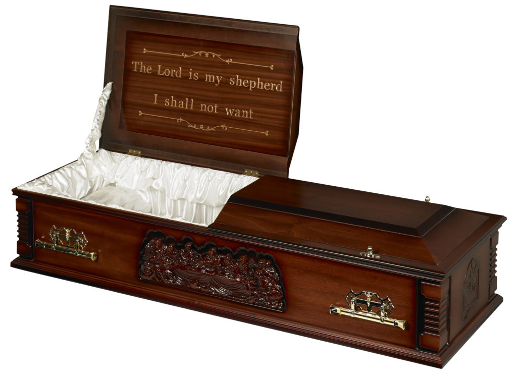 Britannia Casket, dark mahogany with personalised lid insert FC Douch