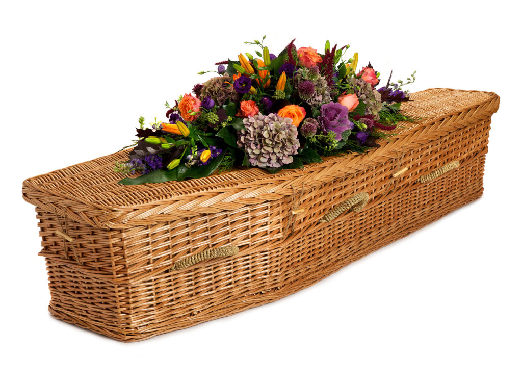 Traditional shaped Willow Coffin FC Douch Funeral Directors