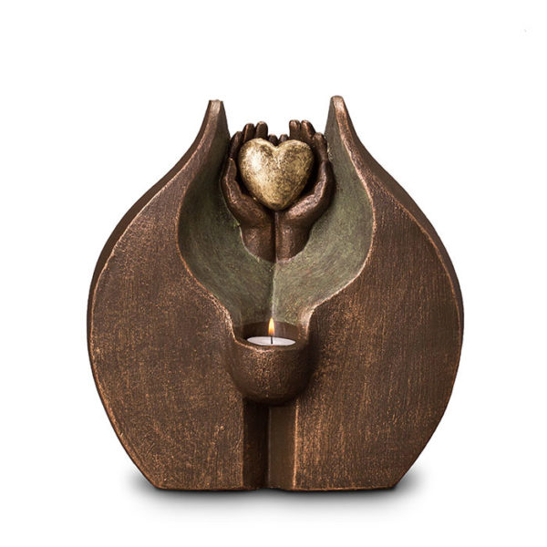 geert-kunen-designer-urn-duo-heart-in-hands-bronze-urn-with-candle